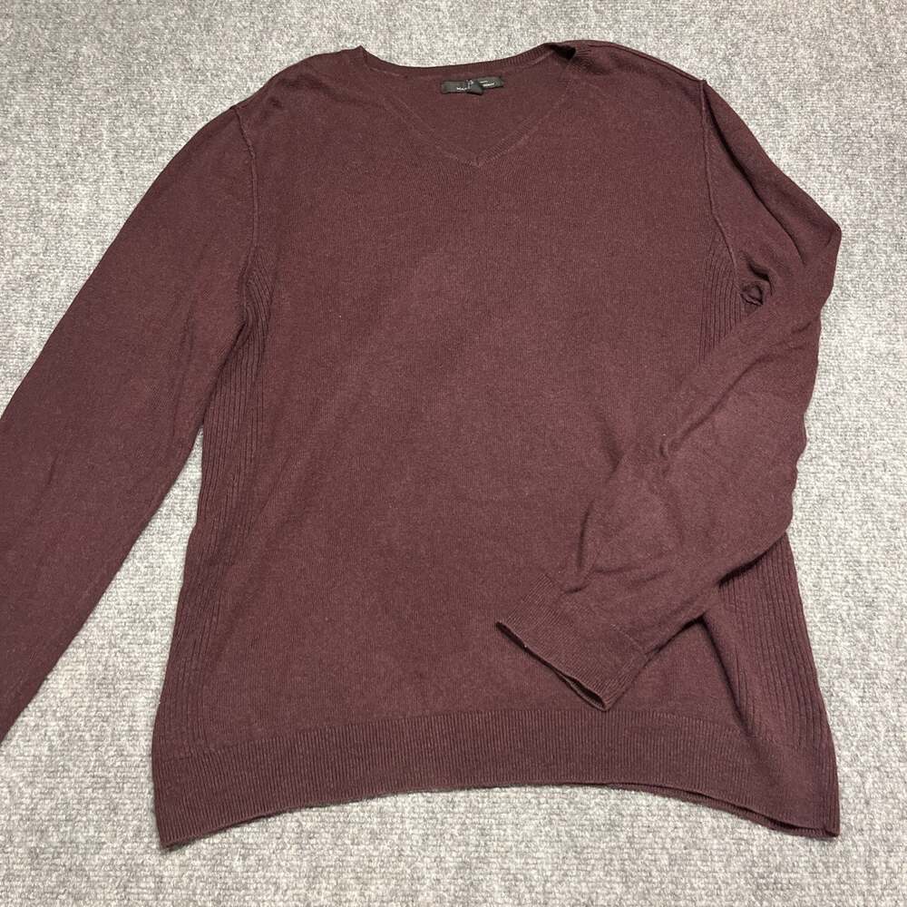 Mens Marc Anthony Burgundy Cotton / Cashmere V Neck Sweater Large